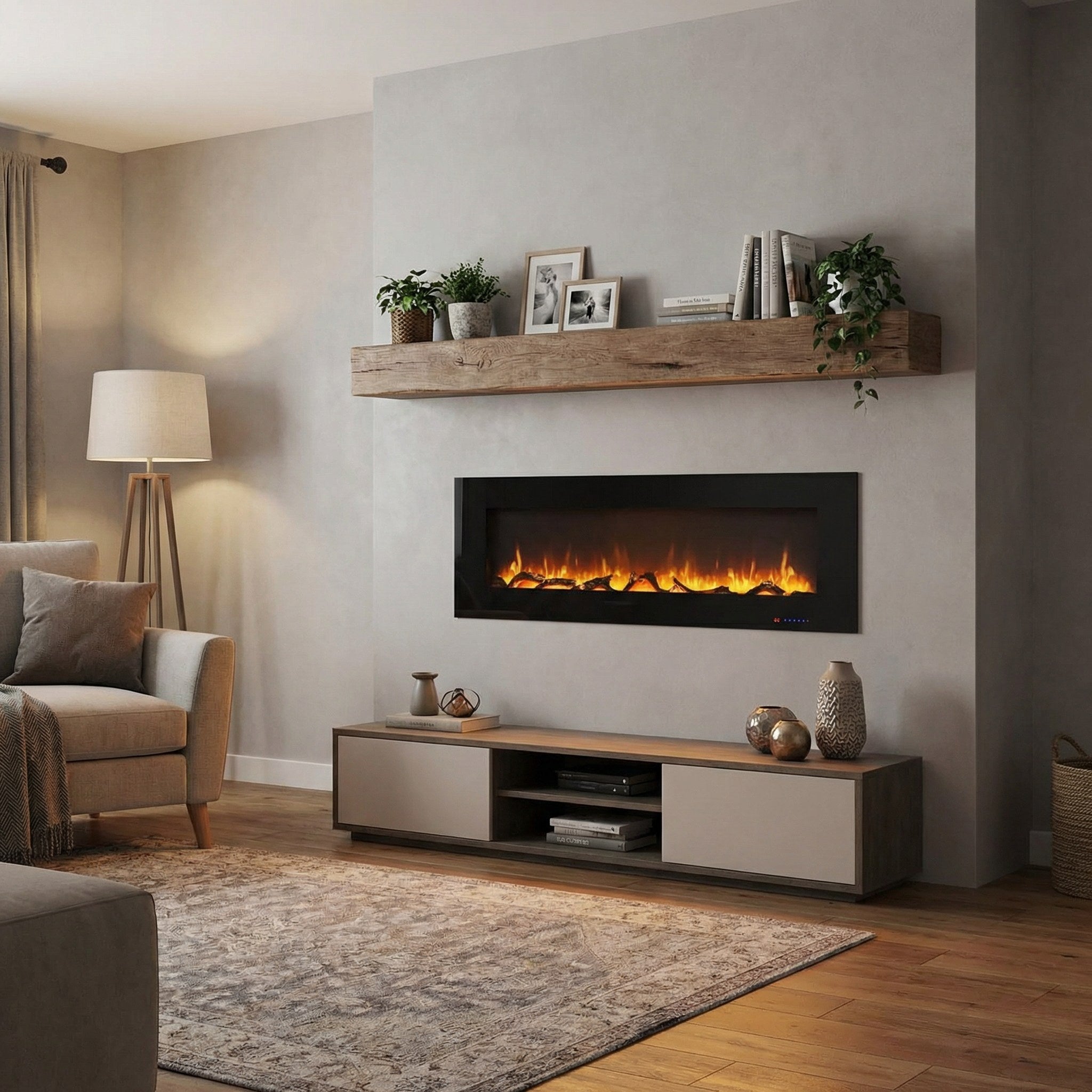 Elektrokamin Wandkamin Azurite 182 cm in Schwarz mit LED-Flammeneffekt – Bild 1