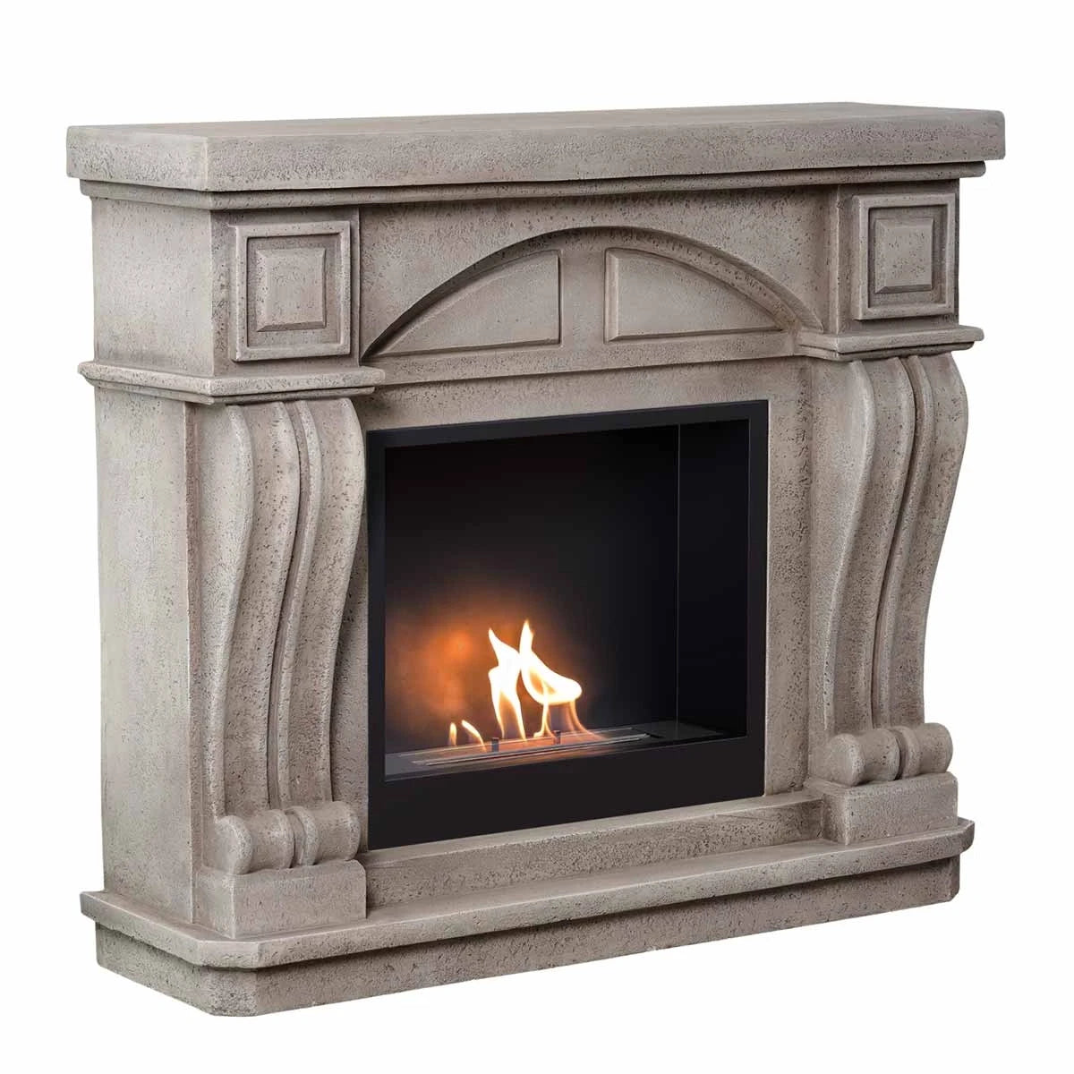 Ethanol-Kamin mit Umrandung 114,5 cm, grau/weiß – Logi – Bild 1